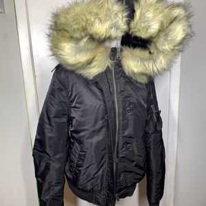 Garage black bomber jacket.